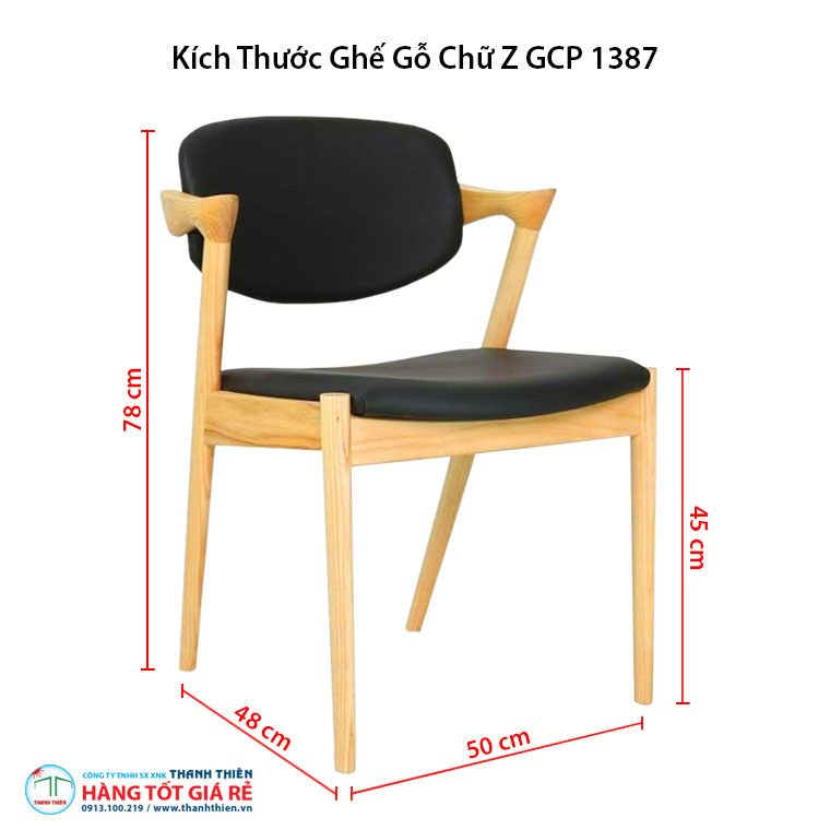 Kích thước ghế chữ Z ghế gỗ cafe GCP 1387