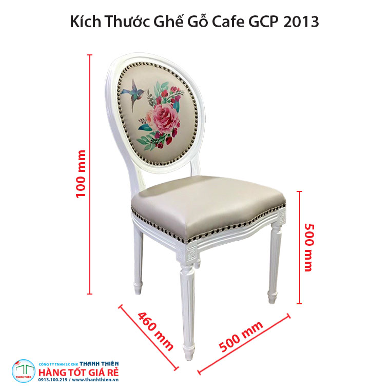 Kích thước ghế cafe gỗ GCP 2013