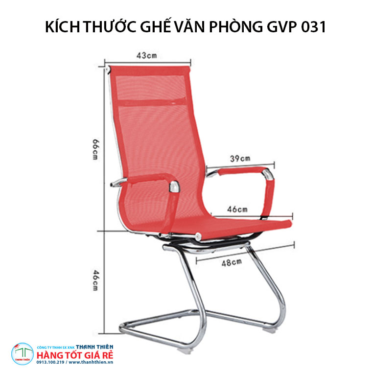 Ghế văn phòng chân quỳ GVP 031 màu đỏ