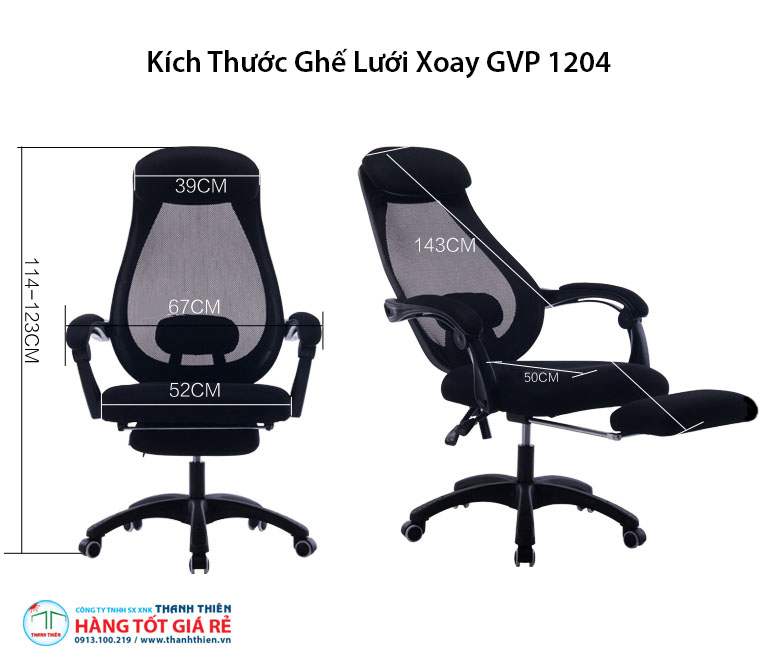 Kích thước ghế xoay văn phòng GVP 1204