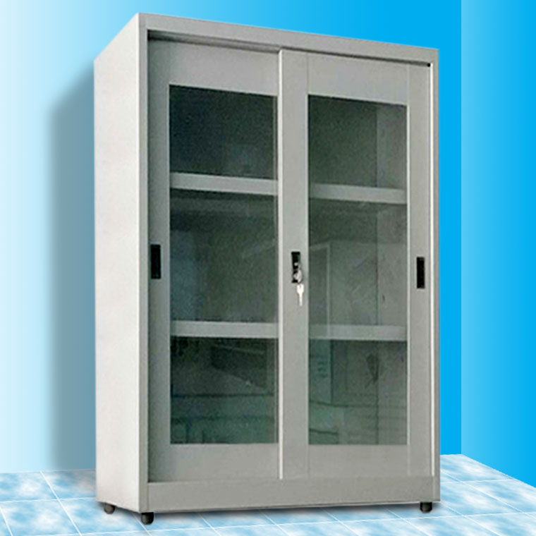 Tủ sắt locker 3 ngăn 2 cánh kính lùa TLK 08