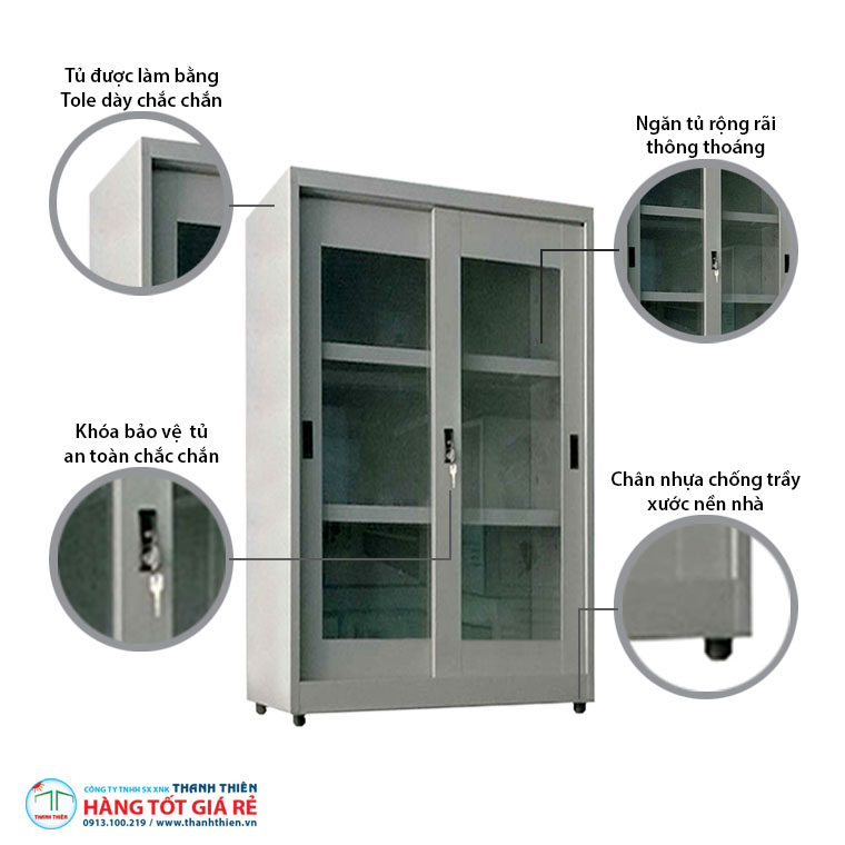 Đặc điểm tủ sắt locker 3 ngăn 2 cánh kính lùa TLK 08