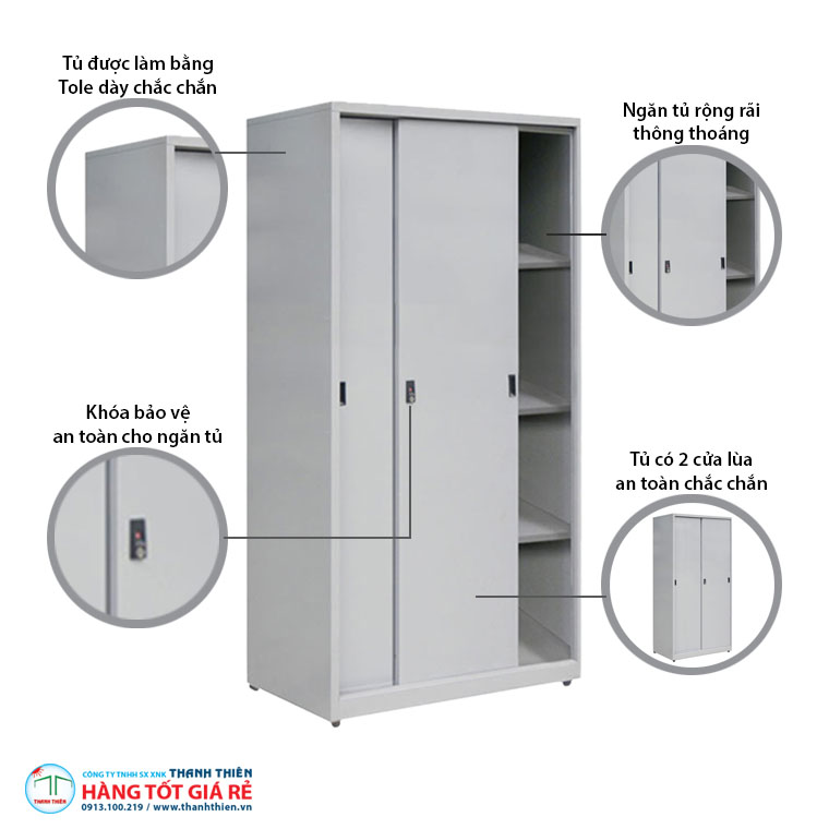 Đặc điểm tủ sắt locker 4 ngăn 2 cánh lùa TLK 10