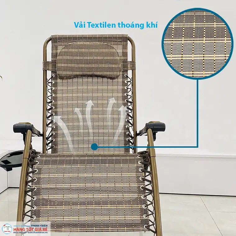 Vải Textilene ghế xếp cafe — cấu trúc mắt lưới mở thoáng khí chống thấm chống UV