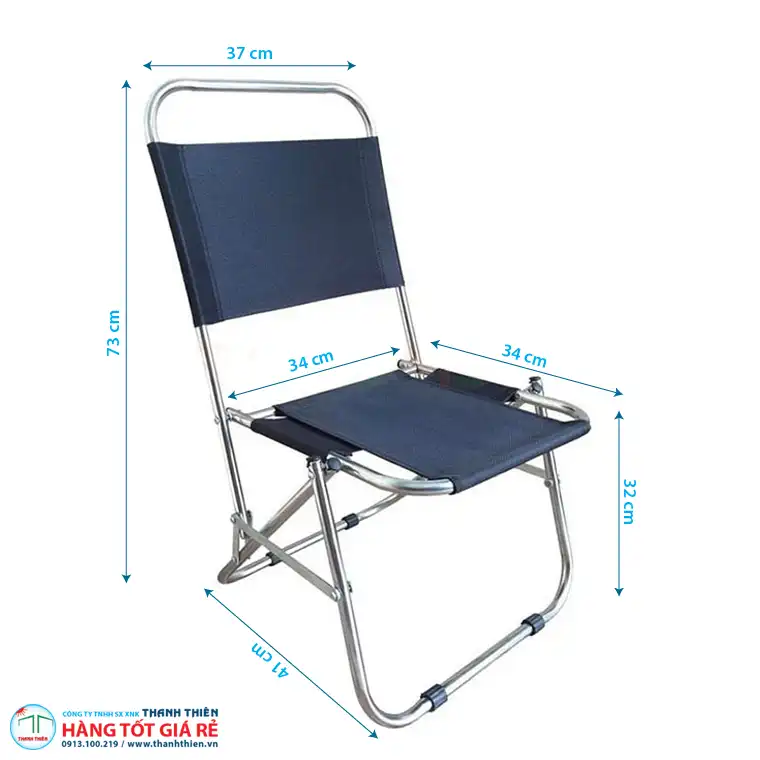 Ghế xếp cafe inox lưng thấp kích thước 41×34 cm tổng cao 73 cm cao ngồi 32 cm