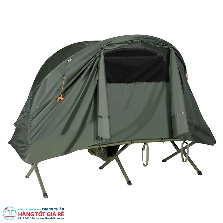 Lều bạt quân đội dạng mái vòm khung thép cửa lưới — chịu gió tốt, phù hợp dã chiến dài ngày
