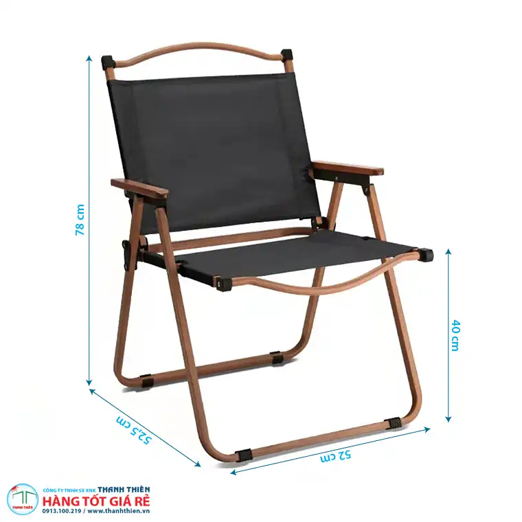 Ghế xếp cafe nhôm nhập khẩu vải khaki phong cách rustic sân vườn