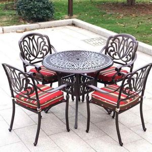 bàn 4 ghê nhôm đúc nâu GN 068