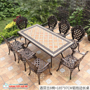 Bàn 8 ghế nhôm ngoài trời GN 091A+ - Ảnh 2