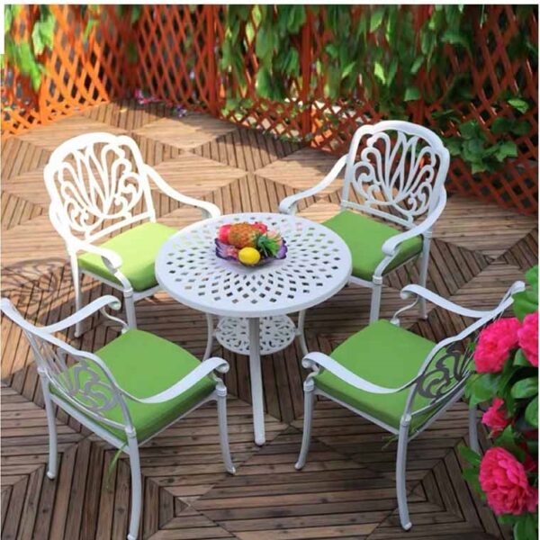 Bàn 4 ghế nhôm đúc trắng GN 068