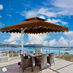 Dù Lệch Tâm Vuông Đòn Bẩy 3x3m Màu Nâu