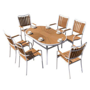 Ghế nhôm gỗ cafe GN 051 - Ảnh 2