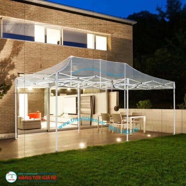 Lều xếp 3x6m trắng trong