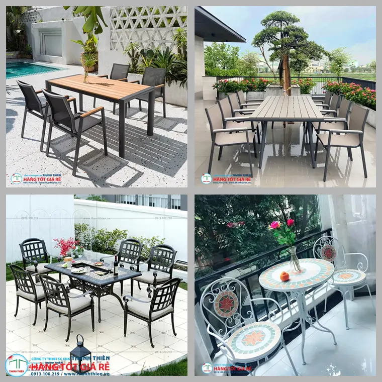 Bàn Ghế Sân Vườn Thương Mại - Giải Pháp Cho Quán Cafe, Nhà Hàng & Resort 2026 4 Bốn mô hình kinh doanh dùng bàn ghế sân vườn: cafe vỉa hè, nhà hàng ngoài trời, resort hồ bơi, sự kiện — mỗi loại có tiêu chí chọn khác nhau