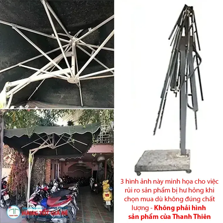 Ô dù hư hỏng gãy ngã — dấu hiệu khung cơ chế cần kiểm tra ngay với nhà cung cấp Ô dù hư hỏng gãy ngã do khung kém chất lượng — 3 dấu hiệu cần kiểm tra ngay với nhà cung cấp