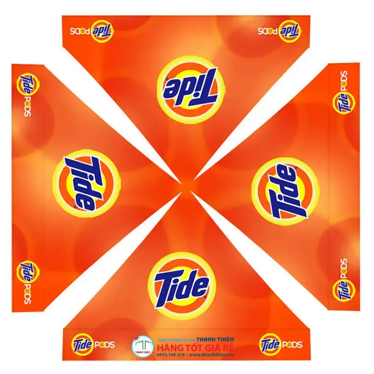 File thiết kế in logo lên lều xếp dạng bản phẳng — mái lều Tide tách thành 4 tam giác và vành diềm