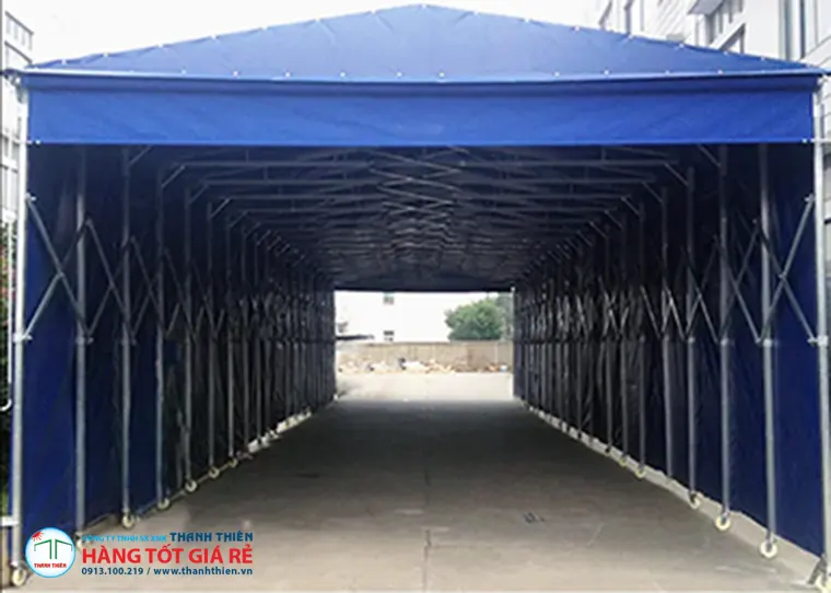 Nhà bạt không gian sự kiện vách PVC xanh dương — quy mô lớn ngoài trời, kết cấu không cột giữa